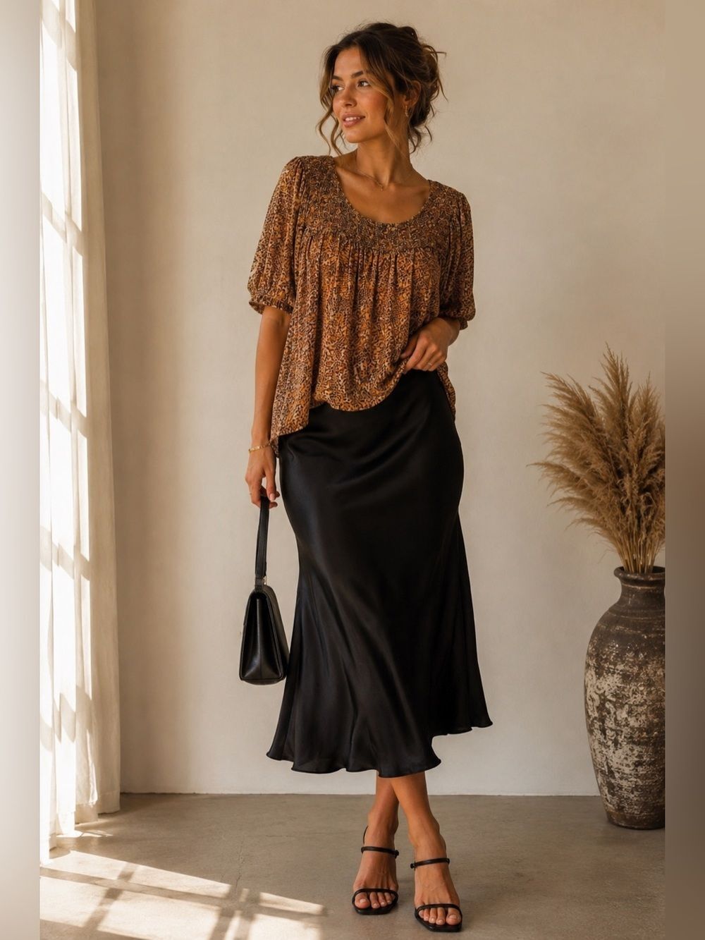 Rose & Olive Bohemian Blouse Top mid Sleeve Size L